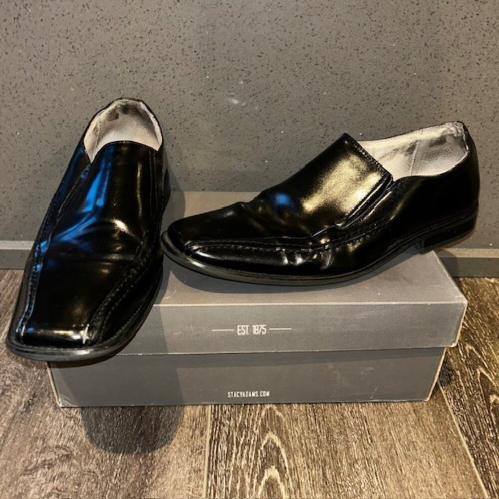 Stacy Adams Mens Dress Shoes 11 M Black Leather Slip On Loafer  24199-01